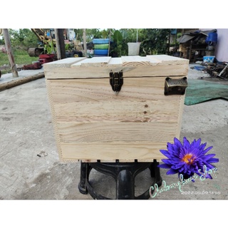 ลังไม้+กล่องโฟม แช่เครื่องดื่มแคมป์ปิ้ง วินเทจ ล็อคและเปิดขว…