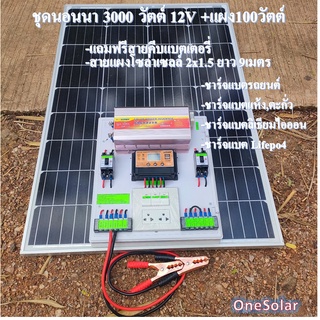 ชุดนอนนา 3000W suoer พร้อมแผง 100 วัตต์ (ไม่รวมแบต) ชุดคอนโทรล ชาร์จเจอร์ โซล่าเซลล์ พลังงานแสงอาทิตย์ 12Vและ 12Vto 220V