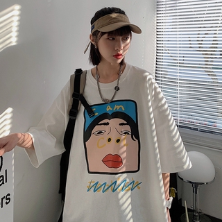 【ผ้าฝ้ายแท้】Camy Shop * 3สี M~2XL | ลำลอง น่ารัก เสื้อยืดลาย การ์ตูน Graffiti ins เสื้อครอปผู้หญิง