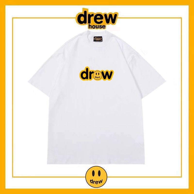 เสื้อยืดแขนสั้น ผ้าฝ้าย ทรงหลวม พิมพ์ลายตัวอักษร Drew House Justin Bieber แฟชั่นคู่รัก สําหรับผู้ชาย