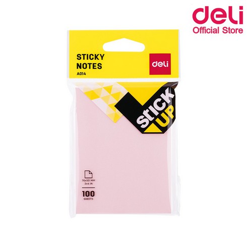 กระดาษโน๊ตมีกาวในตัว 3x4 นิ้ว  100แผ่น/ก้อน Deli A01402 Sticky Notes
