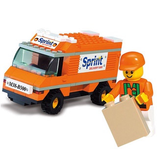 【พร้อมส่ง】LEGO City Sprint ส่งมอบ van Sluban อิฐ ของเล่นเด็ก บล็อก ของขวัญวันเกิด เข้ากันได้กับชุดเลโก้