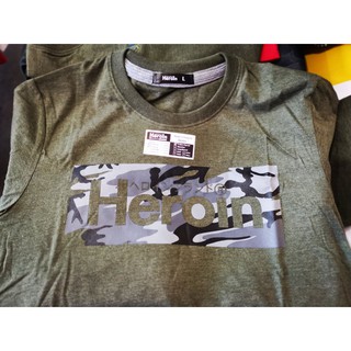 [S-5XL] 🔥ลดล้างสต็อก​ Heroin®​ เสื้อยืดรุ่น​ | Box1 สีเขียวขี้ม้า ไซส์ M, L, XL