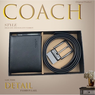 กระเป๋าตังค์ผู้ชาย coach/กระเป๋าสตางค์ /กระเป๋าสตางค์ใบสั้น /กระเป๋าสตางค์แบบพับได้ /ชุดกล่องของขวัญกระเป๋าสตางค์เข็มขัด