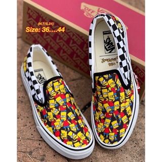 Vans slip on simpson รองเท้าผ้าใบแบบสวมพร้อมกล่อง