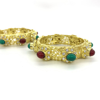 Vintage Jewelry ชุดไทยเครื่องประดับเพชรทองกำไลข้อมือคู่Gold Bracelet