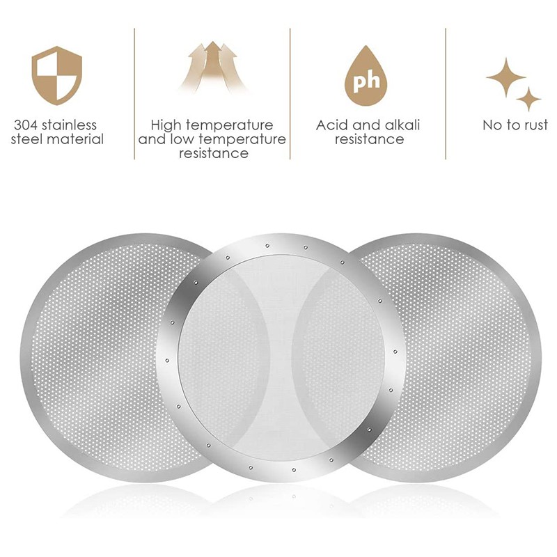 3 Pack Metal Coffee Filter Mesh for AeroPress Coffee Maker, Silver