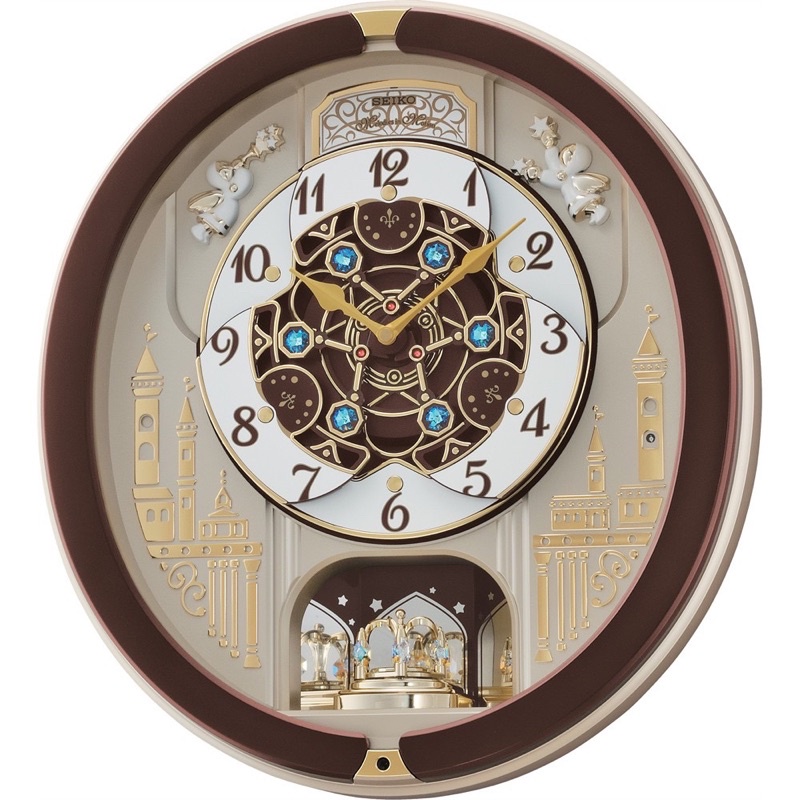 นาฬิกาแขวนผนัง ตัวเรือนพลาสติก SEIKO Melodies in Motion Swarovski Crystal Clock รุ่น QXM291B