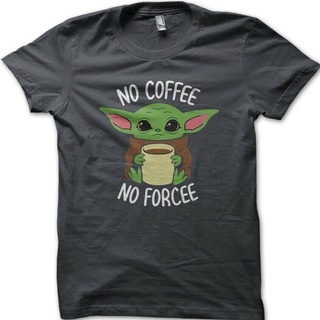 เสื้อยืดสีขาวเสื้อยืดลําลอง ผ้าฝ้าย 100% พิมพ์ลาย Baby Yoda No Coffee Noce สําหรับผู้ชายS-4XL