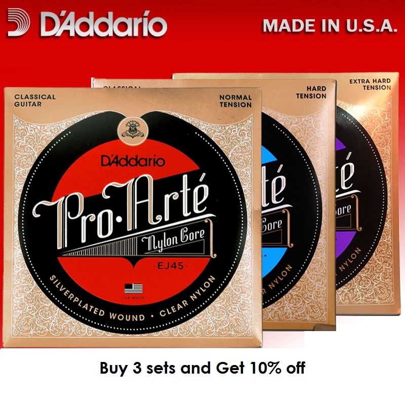 D'ADDARIO ชุดสายกีตาร์คลาสสิก Daddario Pro Arte Nylon Core, Normal/Hard Tension EJ43 EJ44 EJ45 EJ46 