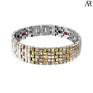 ANGELINO RUFOLO Healthy Magnetic Bracelet ดีไซน์ Pixel Chain สร้อยข้อมือแม่เหล็ก Stainless Steel 316L(สแตนเลส)สีทอง/เงิน