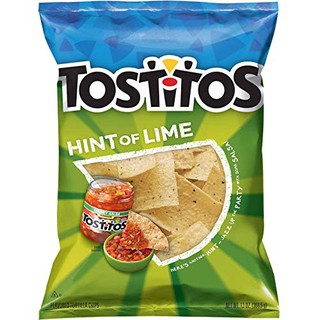 Tostitos Hint of Lime Tortilla Chips  283g. ทอสทิโทส แผ่นแป้งตอร์ติญ่ามะนาว 283 กรัม