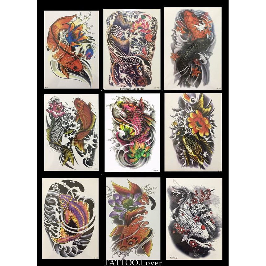 แทททูลายปลา#ปลาคราฟ#ปลาสีขาว-ดำ ✨สวยเหมือนสักจริง✨Tattoo Sticker สติ๊กเกอร์รอยสักปลอมชั่วคราวกันน้ำได้