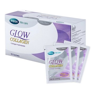 Mega We Care Glow Collagen เมก้า วีแคร์ โกลว์ คอลลาเจน ลดเลือน ริ้วรอย ฝ้า กระ จุดด่างดำ ขนาด 30 ซอง (05905)