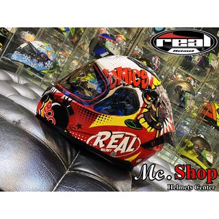 หมวกกันน็อคจาก Real Helmets New Model 2020 รุ่น Raptor ลาย Comics (แดง-ขาว)