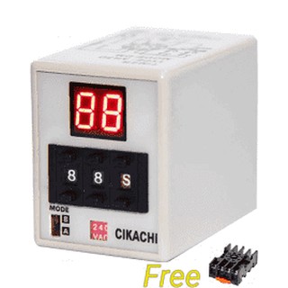 Timer ไทม์เมอร์ CIKACHI AH3D-DM แถม Socket จอแสดงผล LED 12/24/110/220/380V