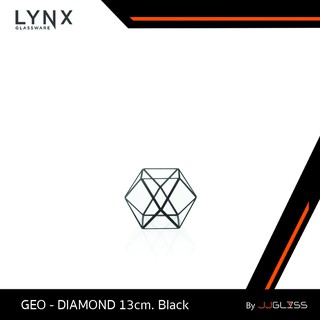 JJGLASS - ( LYNX ) DIAMOND 13cm. Black - แจกันกระจก ทรงเรขาคณิต สำหรับตกแต่งบ้าน ไม่สามารถใส่น้ำได้