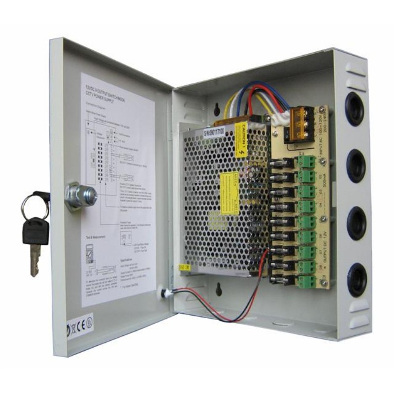 ตู้จ่ายไฟสำหรับกล้องวงจรปิด 8 กล้อง 12 V 10 A