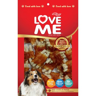 LOVEME ขนมสุนัข ครั้นชี่นิ่มสั้น3เส้นพันสันใน ขนาด300/250/125กรัม