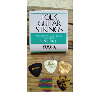 สายกีตาร์โปร่ง YAMAHA ของแท้ [Made in Japan] 1ชุด6เส้น แถมปิ๊กอย่างดี 1ตัว พร้อมส่ง 🚚 ส่งเร็ว 🚀