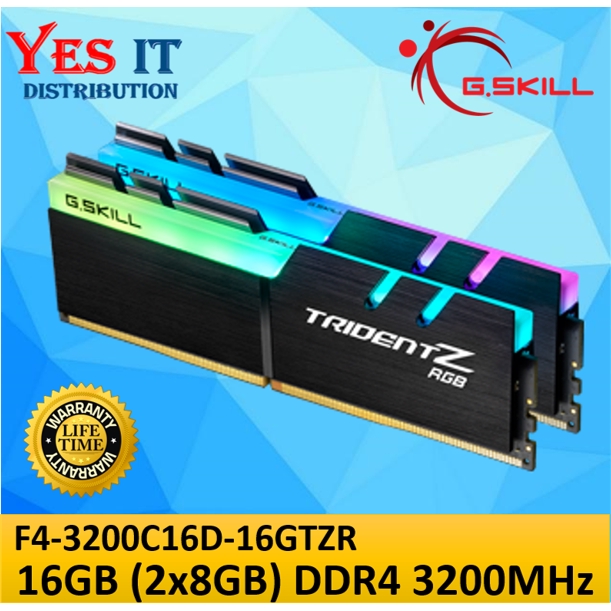 G.SKILL TRIDENT Z RGB 16GB (8GB x2) DDR4 3200MHz GAMING RAM (F4-3200C16D-16GTZR)
