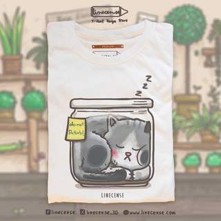 oversize T-shirt 🔥 Thai Cat t-shirt เสื้อยืด สีออฟไวท์ ลายแมวหลับ "Sleeping Cat" 🔥 S-5XL