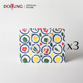 DoiTung ถุงกระดาษสาสกรีน Bloom 4 color (3 ชิ้น) 18x25x10