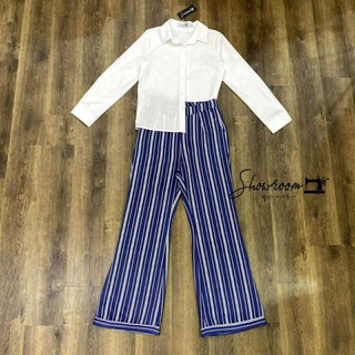 พร้อมส่ง  🍳S0338 Shirt +  Navy Stripe Pant Co ord set🍔showroom