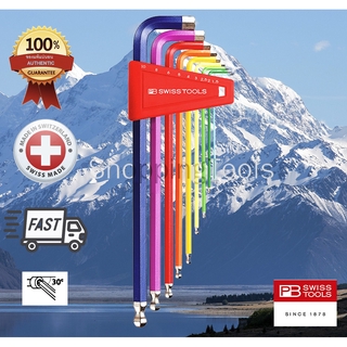 PB Swiss Tools ประแจหกเหลี่ยม หัวบอล ชุดใหญ่ สีรุ้ง ตัวยาว รุ่น PB 212LH-10 RB รุ่นยอดนิยม