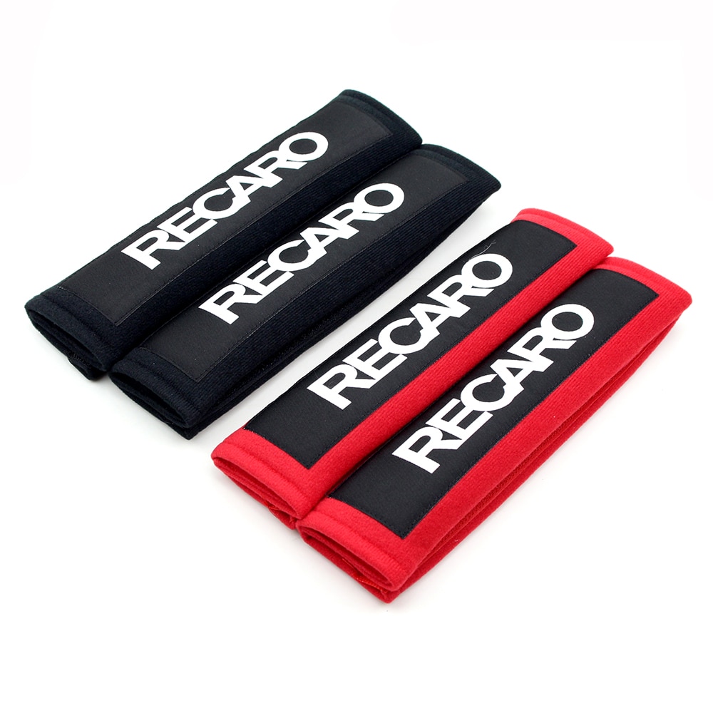 1 คู่ Recaro Red Black Cotton Shoulder Racing Car Seat Belt Strap Padding Cover