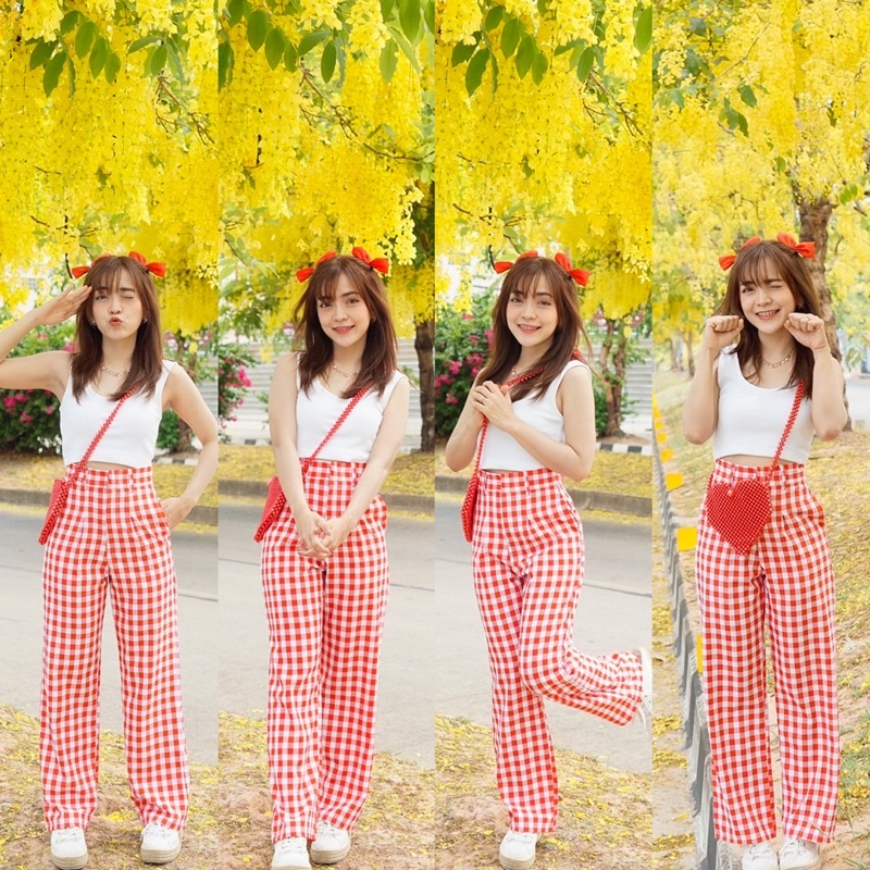 Vinty Pants กางเกงลายสก็อตเอวสูงปี้ด by Cuteday