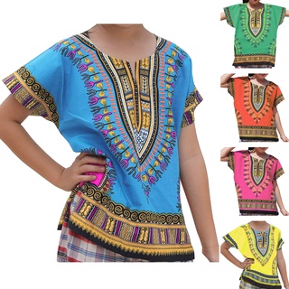 【Unique】เสื้อยืดแขนสั้น ลาย Ankara สไตล์แอฟริกัน ดั้งเดิม สําหรับเด็กผู้ชาย และเด็กผู้หญิง