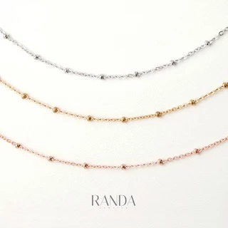 Randa สร้อยคอลายลูกปัด สีเงิน สีพิ้งโกล สีทอง สแตนเลสแท้ โดนน้ำหอม อาบน้ำ ออกกำลังกาย ลงทะเลได้ ไม่ลอก ไม่ดำ