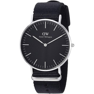 CLASSIC BLACK CORNWALL 36 SILVER - DANIEL WELLINGTON นาฬิกาแบรนด์เนม สายสแตนเลส 100% U-039