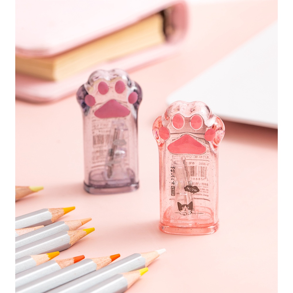 PenLab 1 ชิ้น Cat Paw ดินสอ Sharpener Mini การ์ตูนโปร่งใส Kitties คู่มือ Sharpeners เครื่องเขียนโรงเรียน C6998