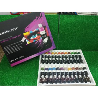 สีอะคริลิค ชุด 24 สี 12 มล Renaissance