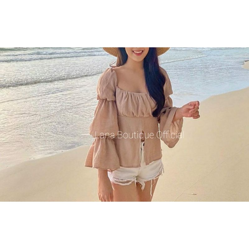 Lana♡LB#274 เสื้อปาดไหล่แขนพอง