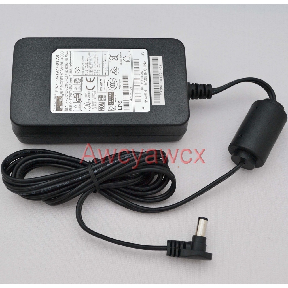 อะแดปเตอร์พาวเวอร์ 48V 0.38A 380mA 0.35A 350mA AC DC สําหรับโทรศัพท์ Cisco 7912 7940 7942 7960 POE EADP-18MB IP CP-PWR-CUBE-3 PSA18U-480