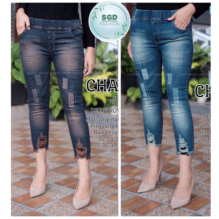 (28-38)CHAVA JEANS|JEGGING JEANS 7/9 SCREEN PRINTING APPLICATION