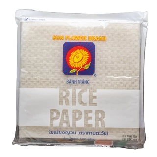 ทานตะวัน ใบเมี่ยงญวน แป้งเวียดนาม เกรด A แผ่นสี่เหลี่ยม 22x22 cm. 500g. (1 ห่อ)