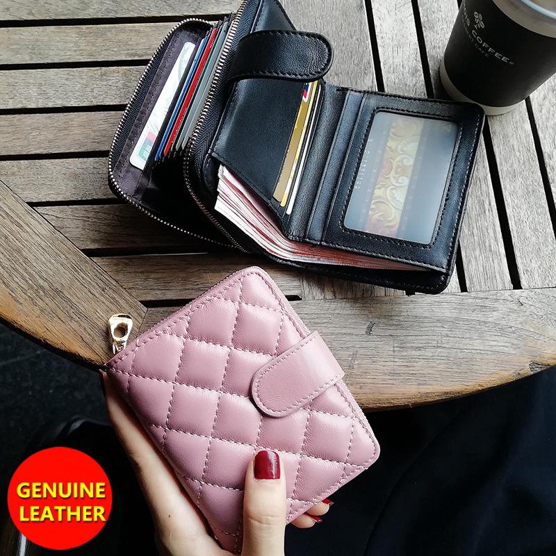 17 card slots roomy women short wallets genuine sheepskin leather purse N9N04-12