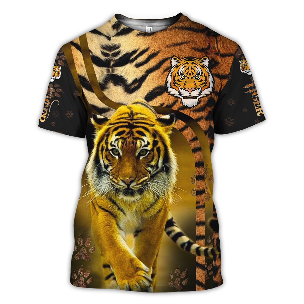 ฤดูร้อนผู้ชายเสื้อยืดพรีเมี่ยม Tiger Skin 三维 พิมพ์เสื้อยืด Harajuku Casual แขนสั้น Tee เสื้อ Unisex tops