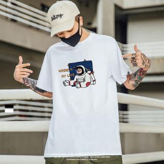 นักบินอวกาศ Men Oversize Short Sleeve T-shirts Plain Tee Causal Tops Street Wear Astronaut #1 Pattern Clothes