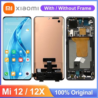 จอแสดงผล Mi 12 ของแท้ สําหรับ Xiaomi 12 / 12X 2201123G หน้าจอแสดงผล Lcd หน้าจอสัมผัส Digitizer พร้อมกรอบเปลี่ยน