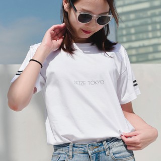 เสื้อยืดแขนสั้นคอกลม UNISEX SEIZE mode of tokyo ST57 Simple logo ดำ/ขาว/ชมพู/ชมพู/เขียวขี้ม้า cotton100%