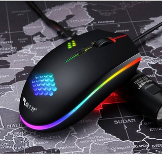 M55 ออปติคอลเมาส์เล่นเกม RGB ความแม่นยำสูงออปติคอลเมาส์เล่นเกม DPI 800-1600 ปรับเหมาะสำหรับ MMORPG (BNS) FPS MoBA