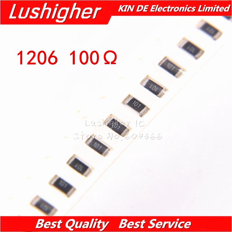 100 ชิ้น 1206 smd 1% โอห์ม 101 100 โอห์ม 100hm 100r