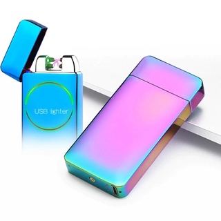 ไฟแช็คไฟฟ้า ไฟฟ้าพลาสม่า Lighter ชาร์จได้ ผ่าน USB เกรดพรีเมียม  สีรุ้ง