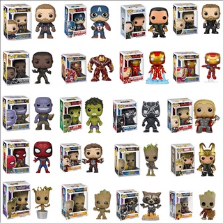 FUNKO ฟิกเกอร์ PVC การ์ตูนมาร์เวล อเวนเจอร์ส โลกิ วิสัยทัศน์ไอรอนแมน ฮัลค์ ธานอส กรูท สไปเดอร์แมน กัปตัน แบล็คแพนเตอร์ ของเล่น