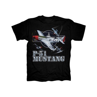 เสื้อยืดสีขาวเสื้อยืดคอกลม แขนสั้น ผ้าฝ้าย พิมพ์ลายเครื่องบินรบ P-51 Mustang Airplane 1940 WW2 P51 สําหรับผู้ชายS-4XL